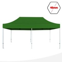 Gazebo 3x6 m verde SENZA laterali pieghevole alluminio piantone esagonale 45mm portatile estendibile richiudibile estensibile acciaio per fiere eventi stand chiosco tenda tendone mercato mercatino