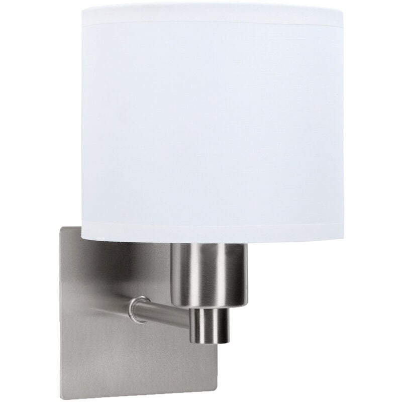 Forlight Lyon Aplique de pared led níquel satinado con pantalla tambor e27 60w ip20 niquel