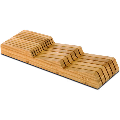 Arcos Taco Cajonera Organizador cuchillos ARCOS para cajón de hasta 25 cm - Hecho de Bambú - Tamaño 39x432x139 mm - Color Marrón (1/5)