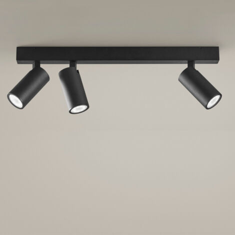 LEDS C4 Simply 3 cuerpos Foco 4 Barras de luz Metalizado Negro GU10 7W
