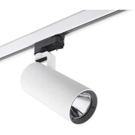 LedsC4 Mini - Foco de Carril LED 19.1W y 1530lm con Luz Cálida 3000K. Diámetro 8cm. Estructura de Aluminio. Color Blanco