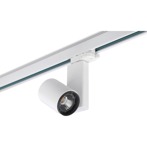 LedsC4 Mach3 - Foco de Carril LED 12.5W y 935lm con Luz Cálida 3000K. Diámetro 6.3cm. Estructura de Aluminio. Color Blanco