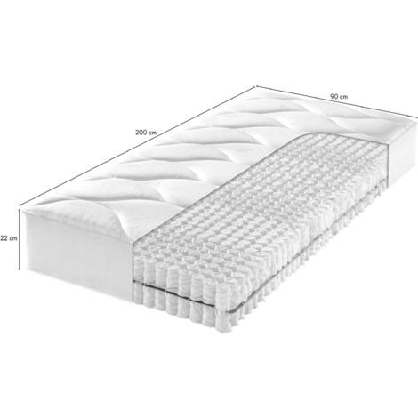Matratze 7-Zonen-Tonnentaschenfederkern 90x200 H3 SAPHIRE
