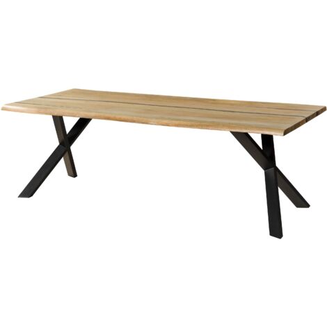 Baumtisch Mango 180x90x76 natur lackiert / Epoxid schwarz, ausgestellte X-Beine anthrazit matt EPOXY (1/4)