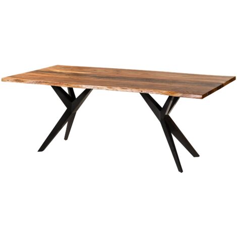 Baumtisch Akazie 200x100x76 natur lackiert / Epoxid schwarz, Sterngestell anthrazit glänzend EPOXY (1/4)