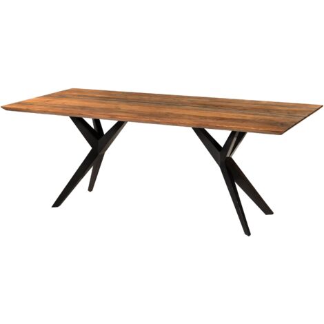 Esstisch Akazie 180x90x76 natur lackiert / Epoxid schwarz, Sterngestell anthrazit glänzend EPOXY (1/4)