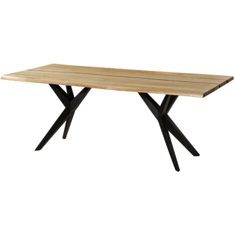 Baumtisch Mango 160x90x76 natur lackiert / Epoxid schwarz, Sterngestell anthrazit matt EPOXY (1/4)
