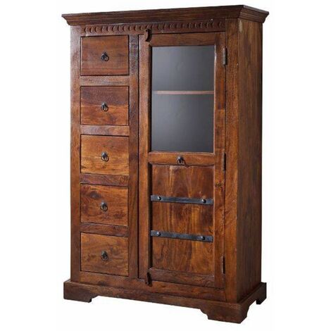 Vitrine Akazie 95x45x147 nougat lackiert OXFORD 417
