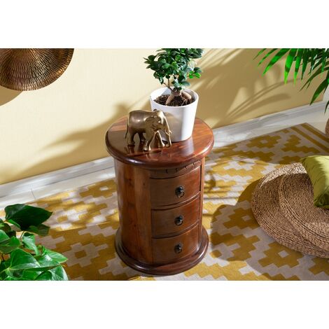 Nachttisch rund Akazie 42x42x55 nougat lackiert OXFORD 337