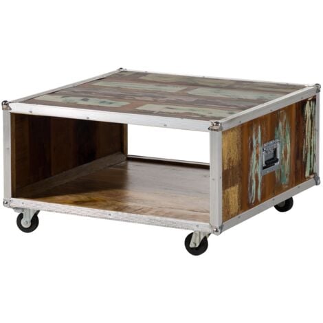 Couchtisch Altholz 80x80x42 mehrfarbig lackiert INDUSTRIAL 101