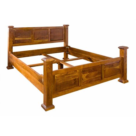 Bett Akazie 200x200x114 honig lackiert OXFORD #0133 – braun