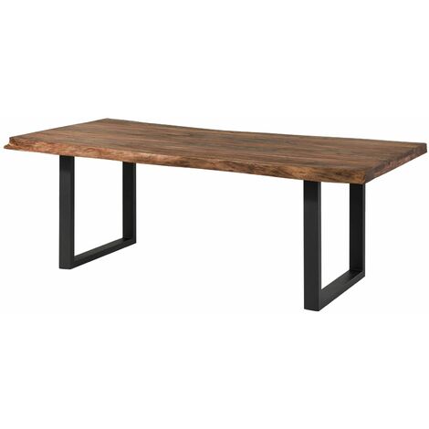 Baumtisch Sheesham 180x90x77 grau gebeizt / U-Beine anthrazit matt FREEFORM 5