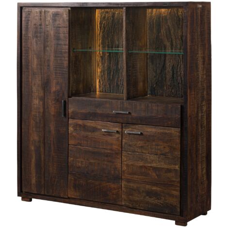 Highboard Akazie 140x40x150 dunkelbraun lackiert BARK 215