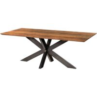 Esstisch Akazie 220x100x74 natur lackiert / Epoxid schwarz, Kreuzgestell anthrazit glänzend EPOXY