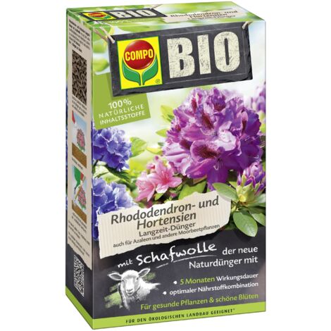 COMPO BIO Rhododendron- und Hortensien Langzeit-Dünger mit Schafwolle 750g