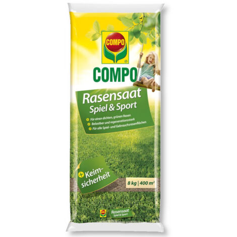 COMPO Rasensaat Spielrasen Sportrasen 8 kg Rasensamen Grassamen Familienrasen