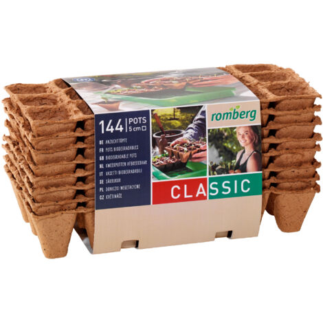 Romberg Anzuchttöpfe Classic quadratisch 5x5 cm (144 Stück, 12 Stripes)