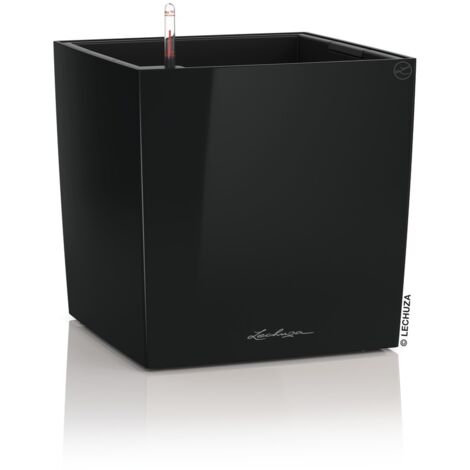 LECHUZA CUBE Premium 30 Komplettset schwarz hochglanz