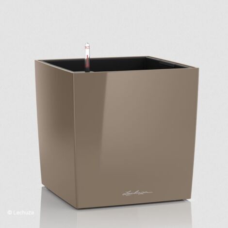 LECHUZA® Pflanzgefäße CUBE Premium 40 Taupe hochglänzend All-in-One