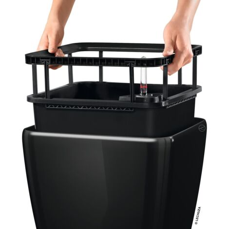 LECHUZA® Pflanzgefäße QUADRO LS 35 Schwarz hochglänzend All-in-One