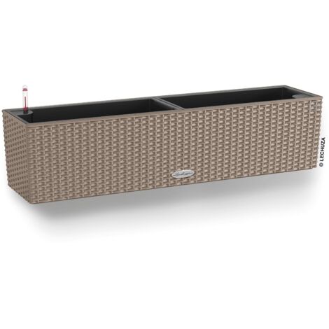 LECHUZA Pflanzkasten - Balkonera cottage 80 - 79 x 19 x 19 cm - 12 L - Komplettset - Sandbraun