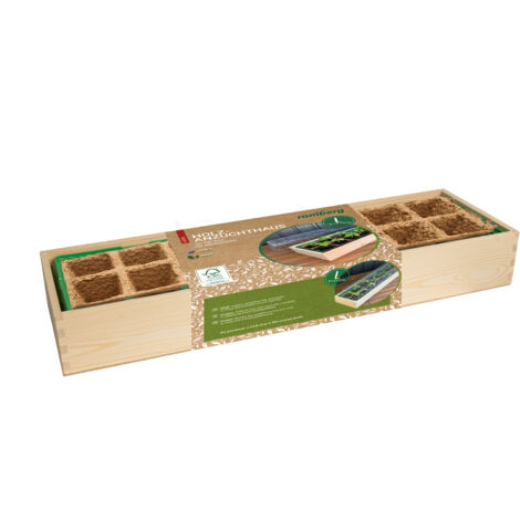Romberg Holz-Anzuchthaus L 57x17x13 cm mit 16 Pots, FSC-zertifiziertes Holz (1/5)