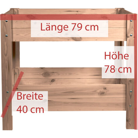 mgc24 Hochbeet mit 2 Etagen 80x37,6x78cm Kiefernholz dunkelbraun