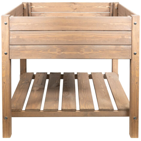 mgc24 Hochbeet Massiv XL 79x79x78cm Kiefernholz dunkelbraun (1/3)
