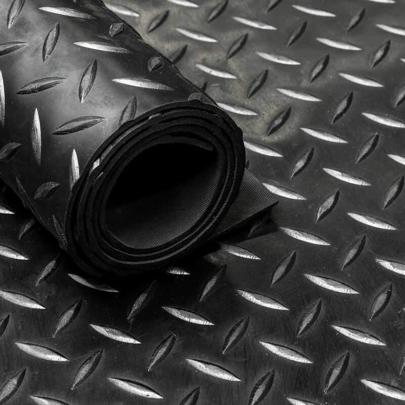 Tapis PVC Sol de Caotchouc 1mm Design Boutons Noir Taille 100X100 CM