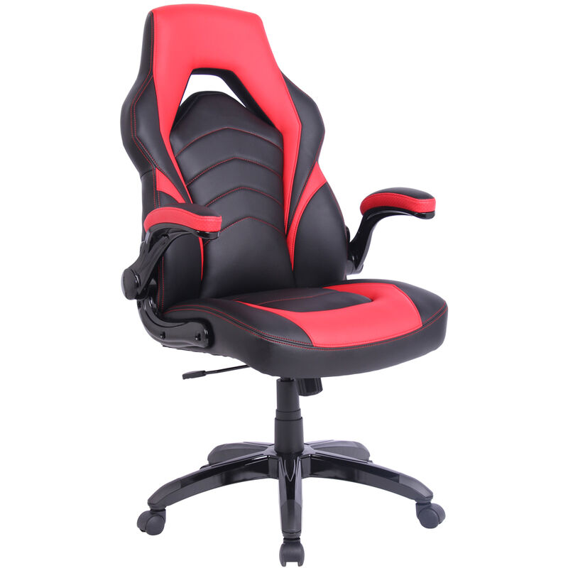 Fauteuil gaming fauteuil de bureau gamer fonction audio pivotant réglable  accoudoirs relevables rouge noir