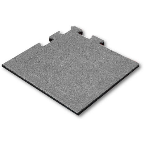 Dalle caoutchouc 25 mm - 50 x 50 cm - Gris - Système puzzle - Pièce d'angle (1/2)