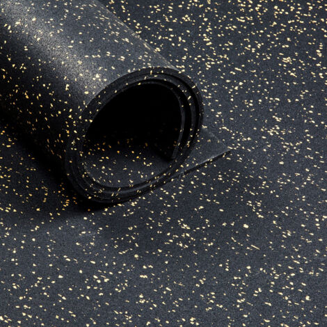 Sol pour salle de sport - rouleau de 12,5 m2 - épaisseur de 6 mm - Noir / Jaune