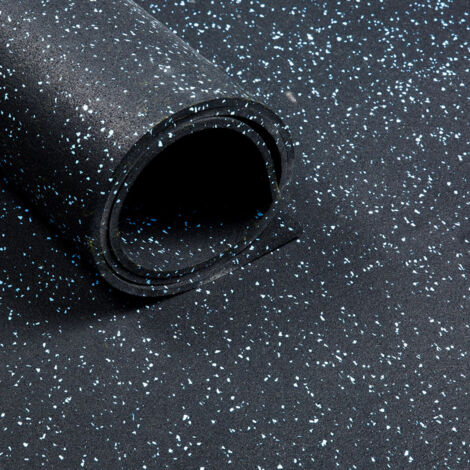 Sol pour salle de sport - rouleau de 12,5 m2 - épaisseur de 6 mm - Noir / Bleu (1/5)