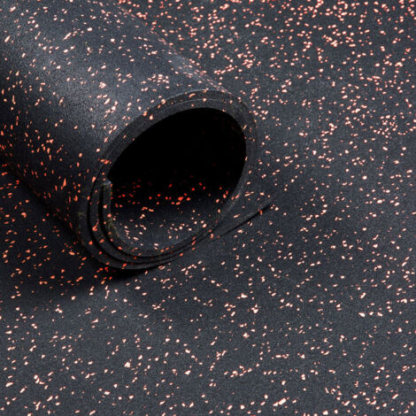 Sol pour salle de sport - rouleau de 12,5 m2 - épaisseur de 6 mm - Noir / Orange