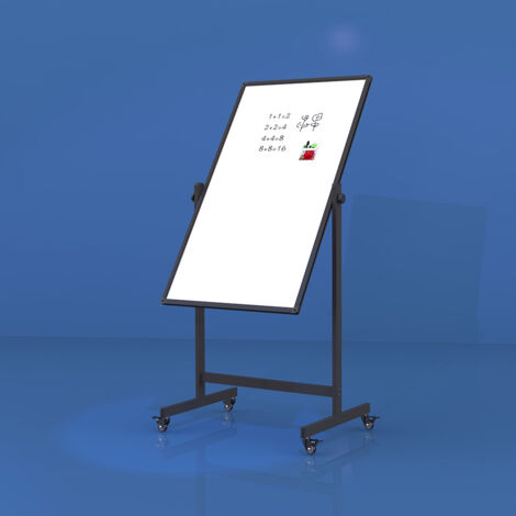 Tableau blanc mobile - Double face - 66x110 cm - Cadre noir