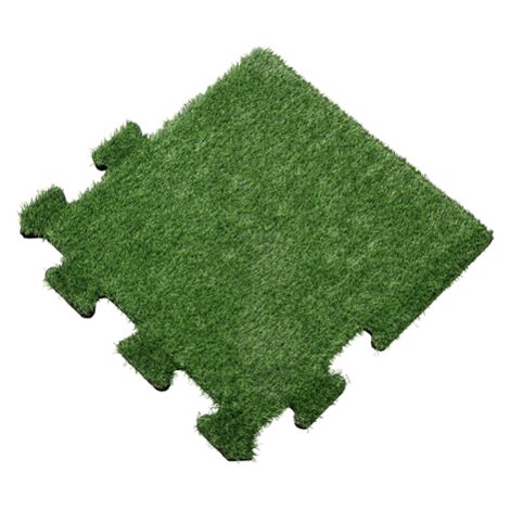 Dalle en caoutchouc avec couche supérieure en gazon artificiel 30 mm - 50x50 cm - système puzzle (dalle de bordure) (1/3)