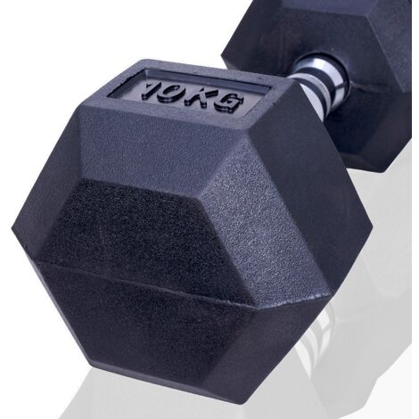 HOMCOM Lot De 2 Haltères Hexagonales 4kg En Caoutchouc - Idéales Pour Musculation Maison Et Salle
