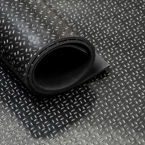 Tapis caillebotis en caoutchouc noir 80 x 120 cm épaisseur 17 mm