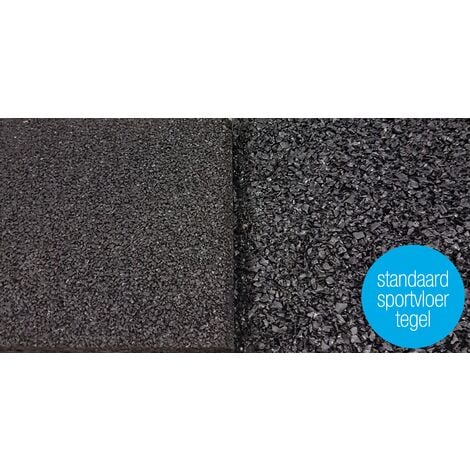 Sol pour salle de sport 100x100cm 20mm - grain fin - Noir