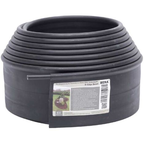 Bordure de gazon professionnelle en polyéthylène recyclable 6m – Résistante aux UV et gel – Connecteur inclus – Bord creux arrondi – Bera