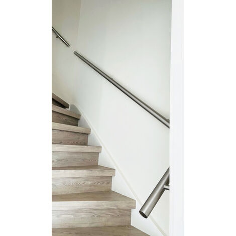 Main courante en inox 120 cm + 2 supports - Brossé