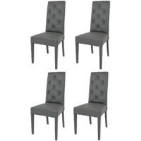 Tommychairs - Set 4 chaises CHANTAL pour cuisine et salle àmanger, structure en bois de hêtre peindré en gris foncé, assise et dossier rembourrés et revêtus en cuir artificiel gris foncé avec