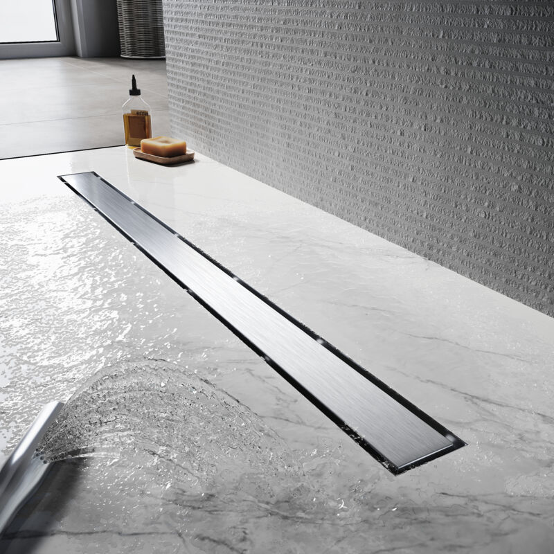 Bochni Scarico Lineare Per Doccia In Acciaio Inox 304 – 122 Cm, Con Filtro Capelli, Griglia Spazzolata, Drenaggio Rapido 55 L/min - 3