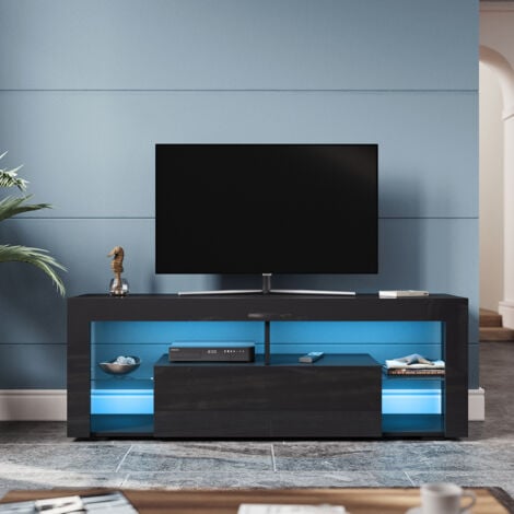 SIRHONA Mobile TV Led Nero 140x35x50.5cm,Colore Regolabile, Portata 30 kg Adatto per Soggiorno o Camera da Letto