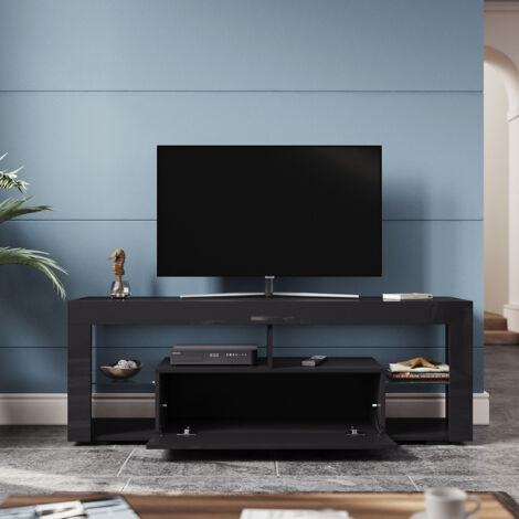 SIRHONA Mobile TV Led Nero 140x35x50.5cm,Colore Regolabile, Portata 30 kg Adatto per Soggiorno o Camera da Letto