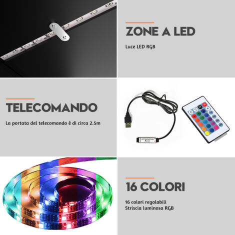 SIRHONA Mobile TV Led Nero 140x35x50.5cm,Colore Regolabile, Portata 30 kg Adatto per Soggiorno o Camera da Letto
