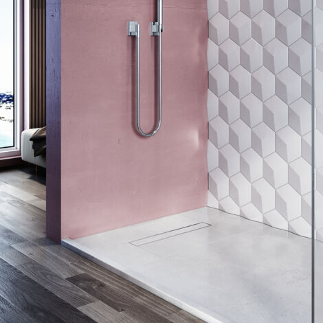 SIRHONA Canaletta per Doccia in Acciaio Inox 800mm, Scarico per Doccia, Canalina Terra da Bagno, Sifone Pavimento Colino e Tappo Antiodore - Varie Misure Tra cui Scegliere