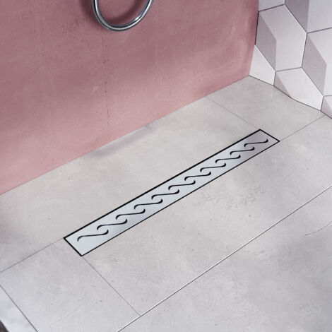 SIRHONA Canaletta per Doccia in Acciaio Inox 800mm, Scarico per Doccia, Canalina Terra da Bagno, Sifone Pavimento Colino e Tappo Antiodore - Varie Misure Tra cui Scegliere