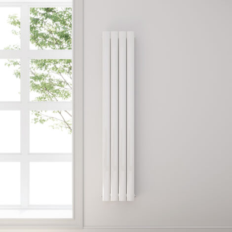 SONNI Design Radiatore a pannello piatto 1600 x 308 mm Bianco Radiatore da bagno Radiatore a doppio strato Radiatore verticale a pannello