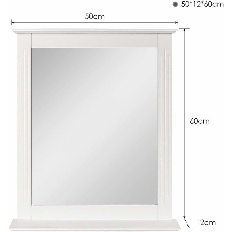 HOMFA con mensola rettangolare specchio da parete per bagno White 50*12*60 MDF 